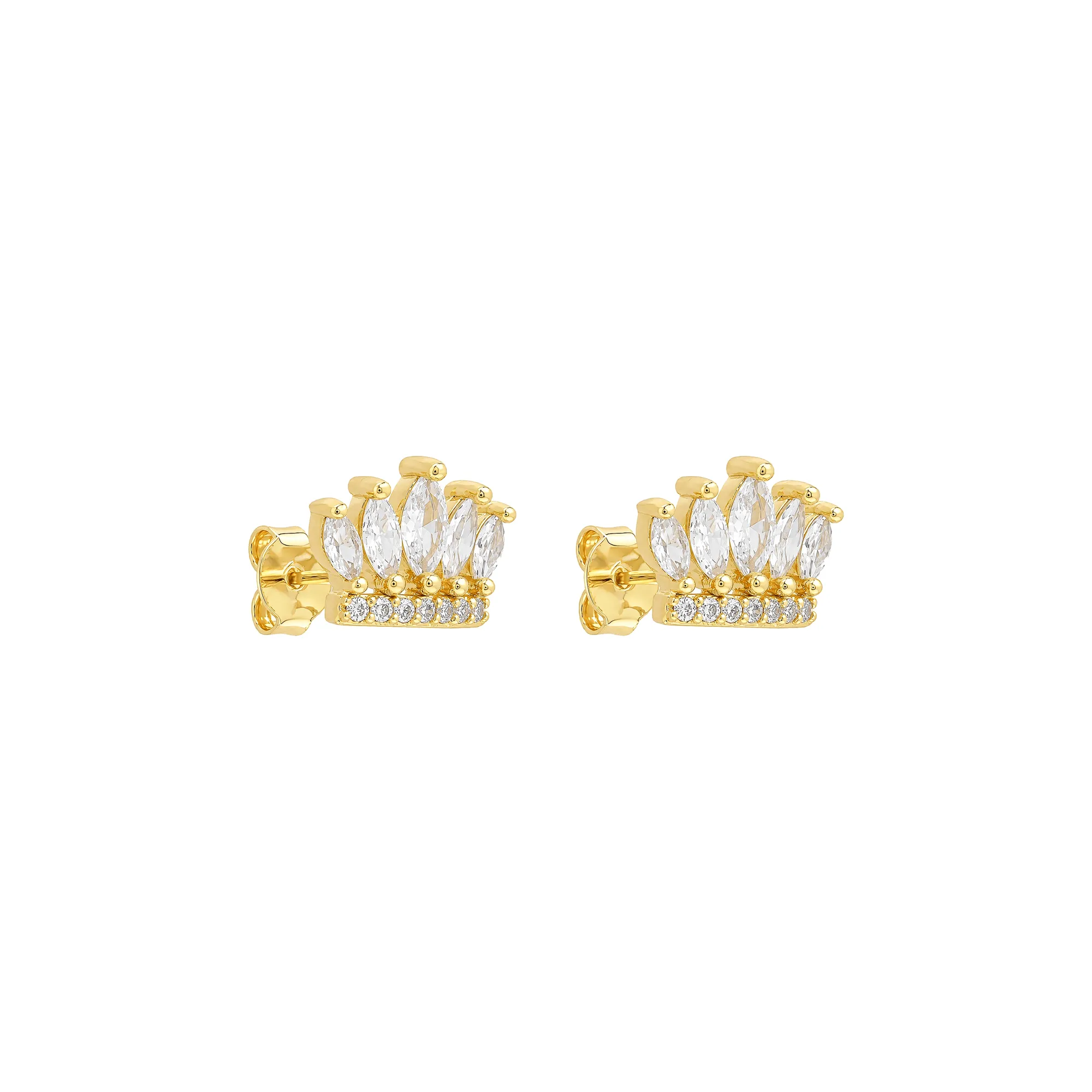 Brinco Dourado de Coroa em ZircĂ´nia