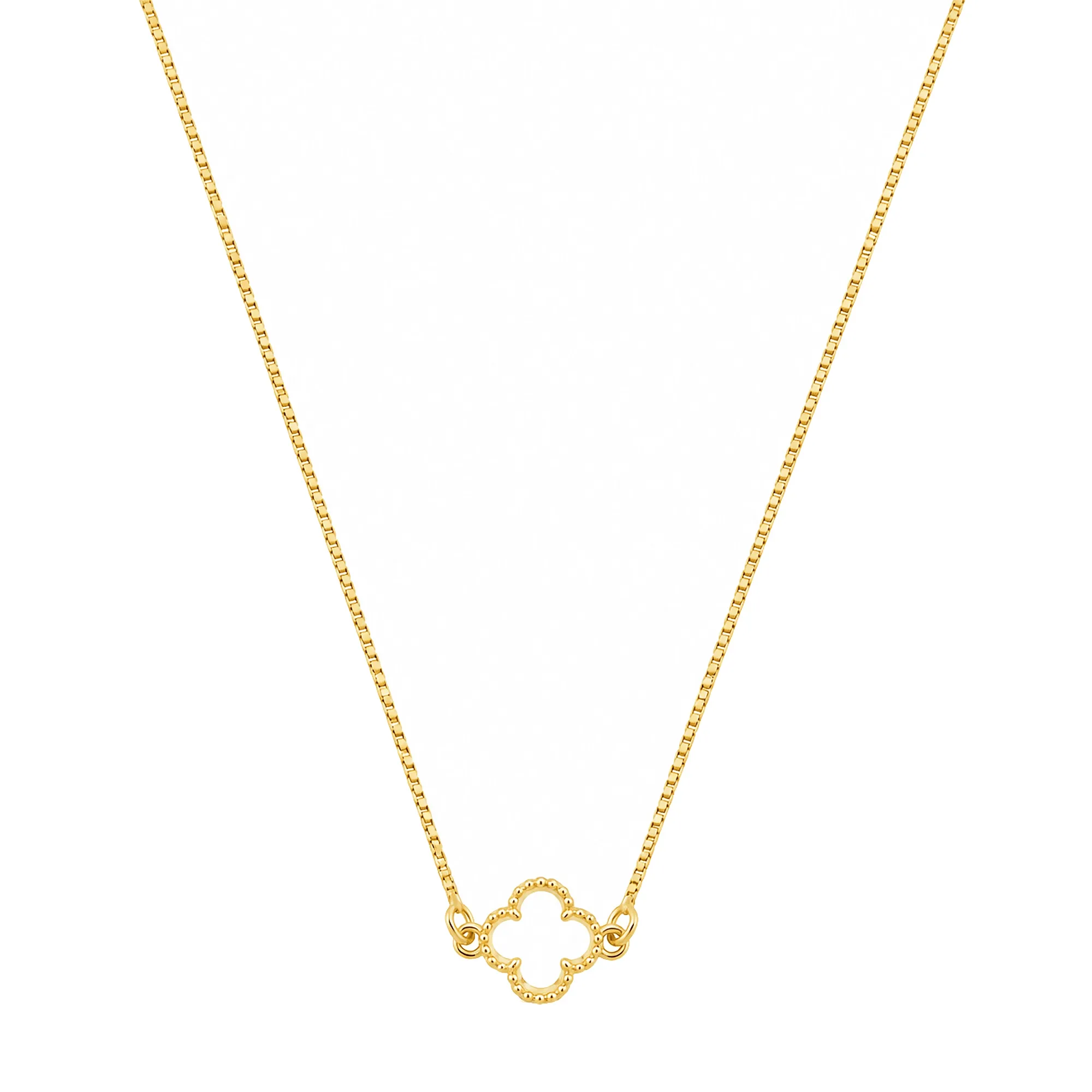 Colar Dourado Trevo em ZircĂ´nia Transparente